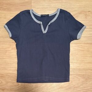 Brandy Melville Navy Tee with Light Gray Accents